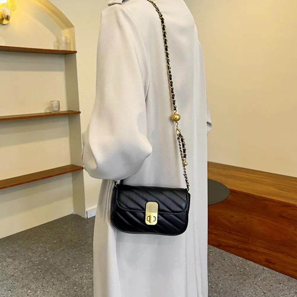 Hardware Lock Convertible Crossbody Handbag Daily Collocation