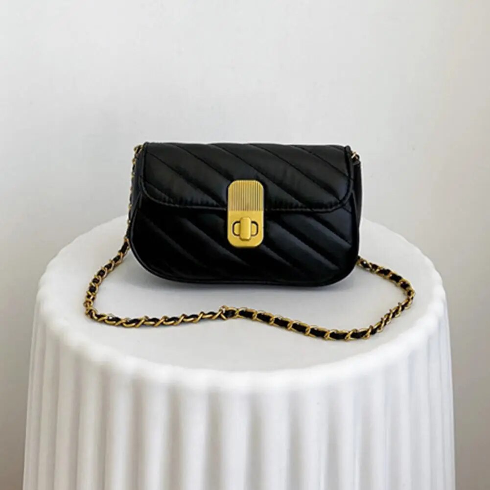 Hardware Lock Convertible Crossbody Handbag Daily Collocation