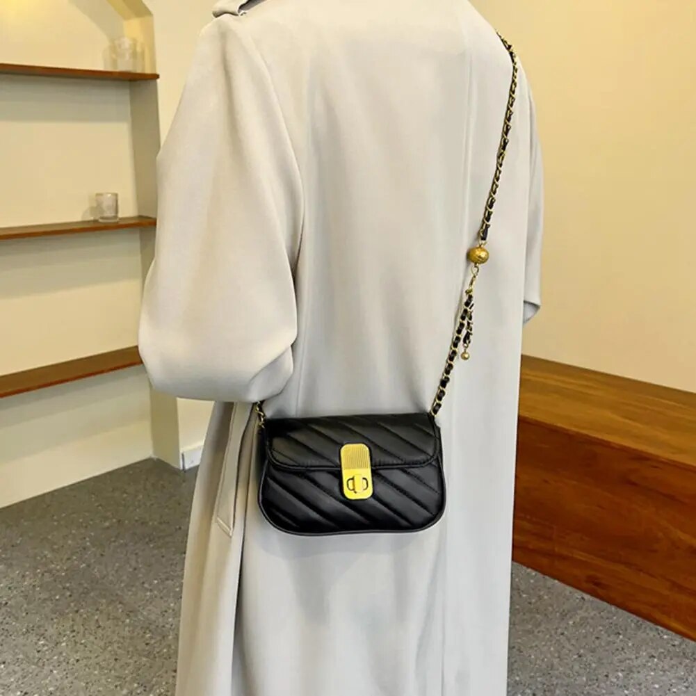 Hardware Lock Convertible Crossbody Handbag Daily Collocation