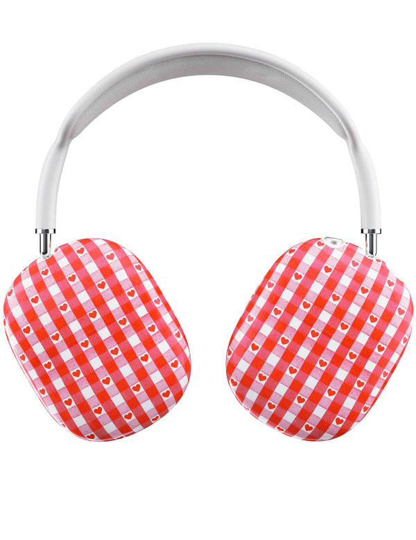 Red Gingham Hearts AirPods Max Cover