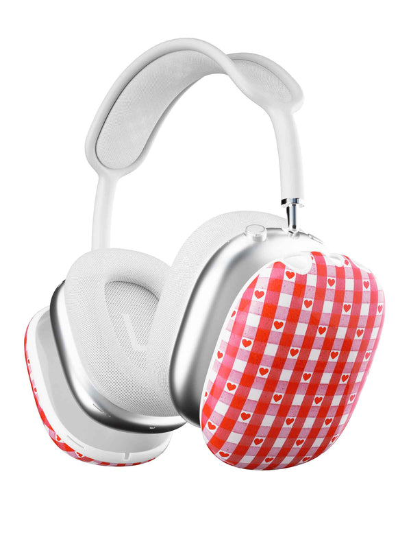 Red Gingham Hearts AirPods Max Cover