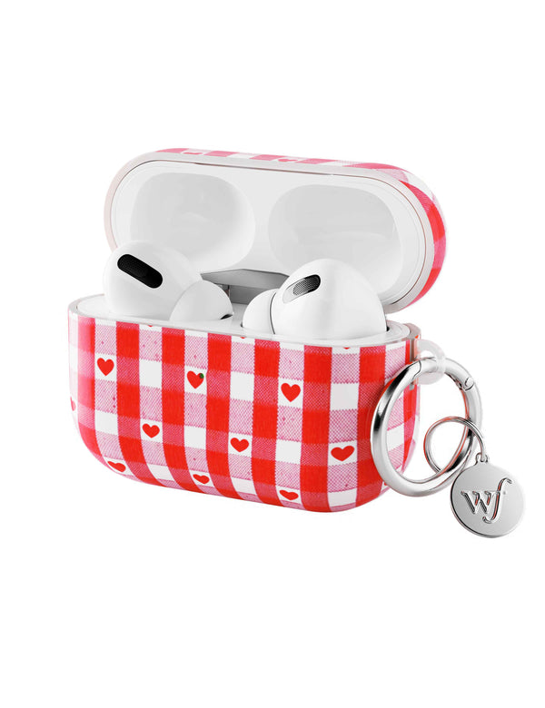 Red Gingham Hearts AirPods Pro Case