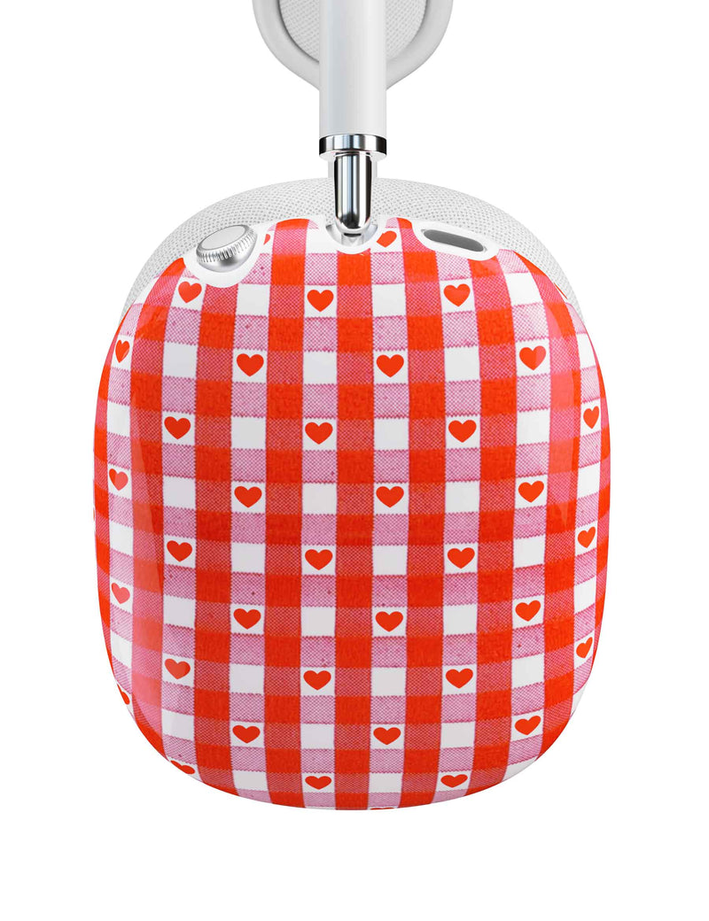 Red Gingham Hearts AirPods Max Cover