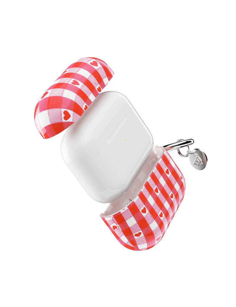 Red Gingham Hearts AirPods Pro Case