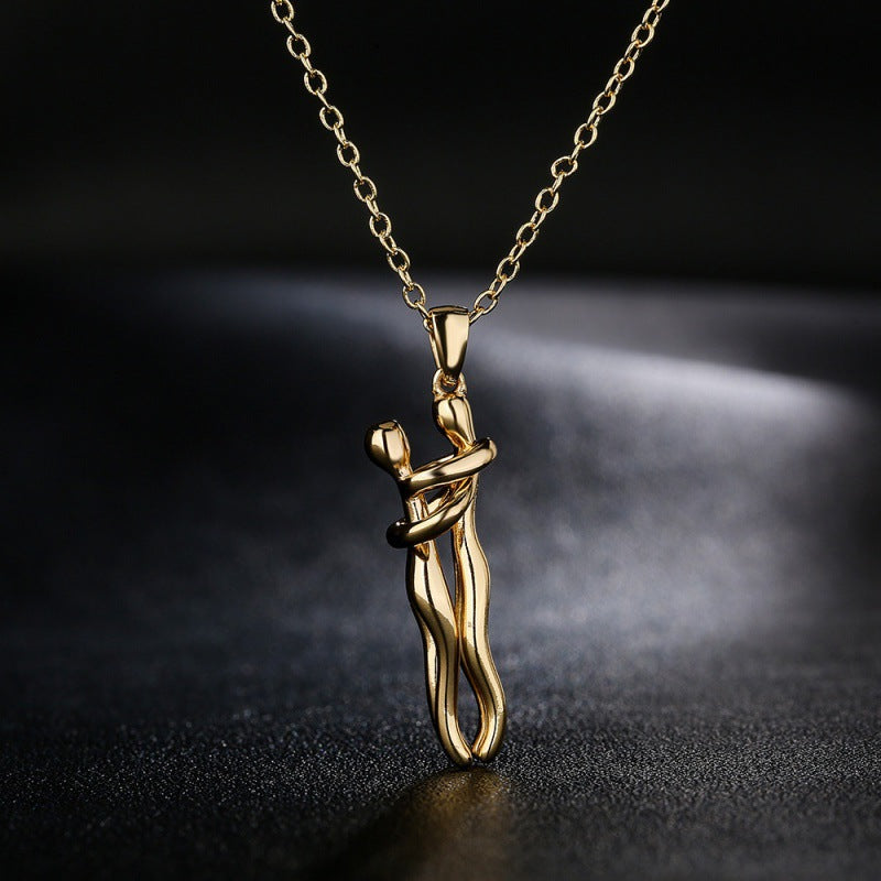 Couple Hug Pendant Necklace