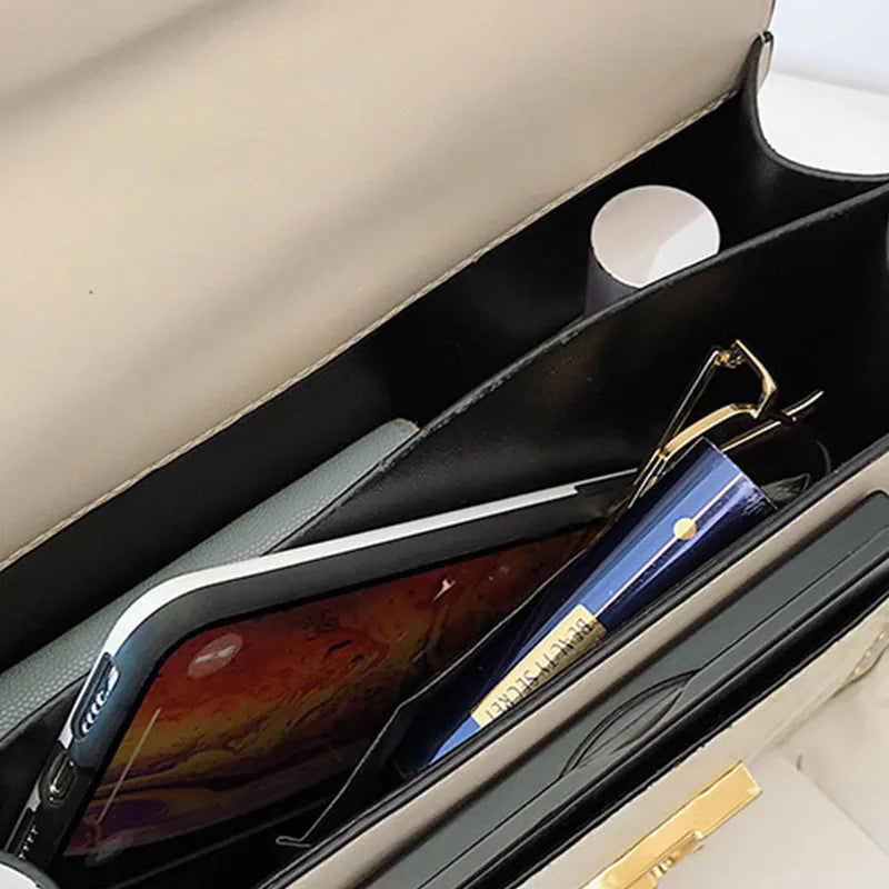 Fashion Serpentine Shoulder Bag Women PU Leather Crossbody Bag Luxury Chains Messenger Bag Designer Lock Lady Square Handbag sac
