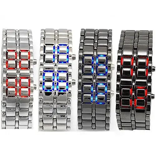 LED Display Faceless Bracelet Watches Quartz Electronic Wristwatch