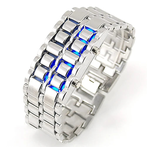 LED Display Faceless Bracelet Watches Quartz Electronic Wristwatch