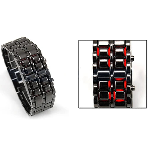 LED Display Faceless Bracelet Watches Quartz Electronic Wristwatch