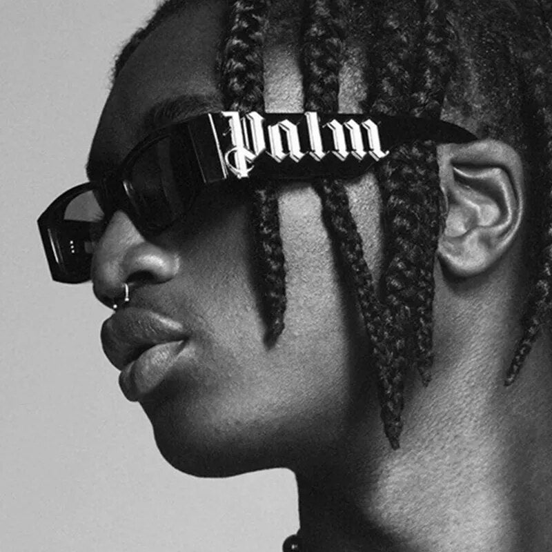 PALM Letters Fashion Sunglasses Black Frame Ins Hip Hop Sun Glasses Unisex for Women Men