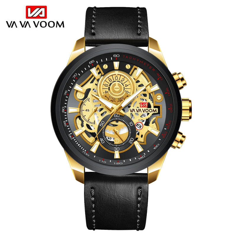 Sports Fashion Watch Luxury Design Gold Blac