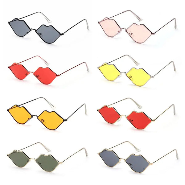 Retro Metal Sexy Hot Women's Sunglasses  Lips Shape Sunglasses Sunglasses Small Frame Cycling