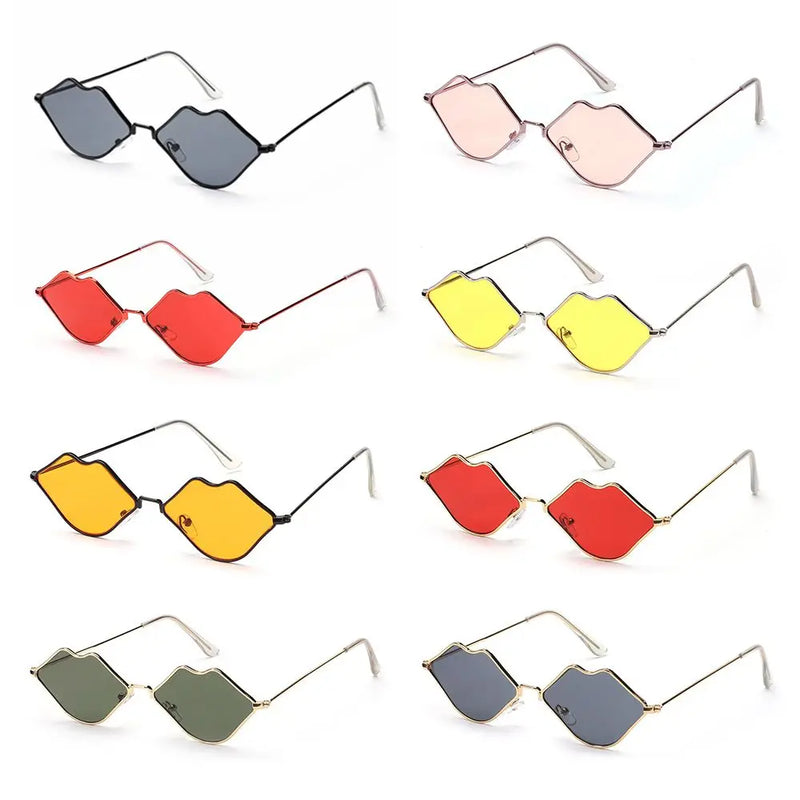 Retro Metal Sexy Hot Women's Sunglasses  Lips Shape Sunglasses Sunglasses Small Frame Cycling