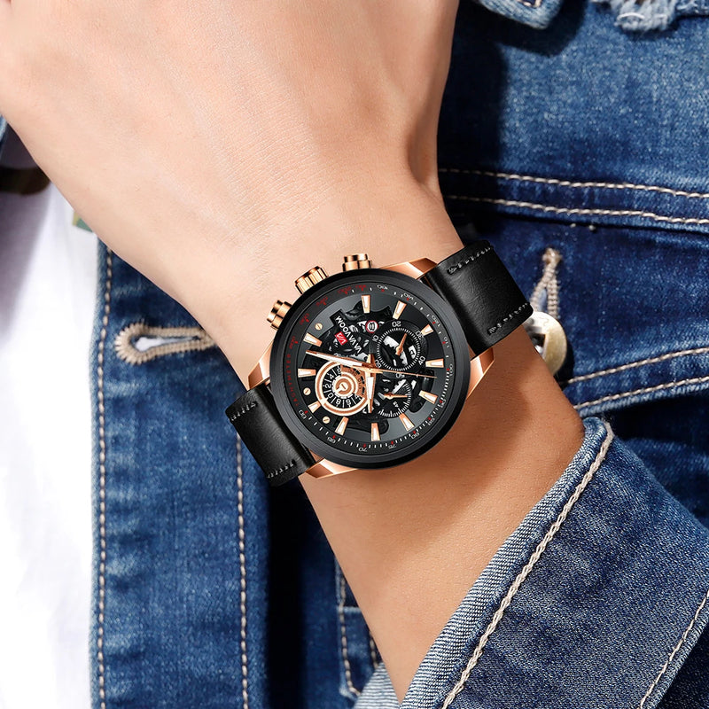 Sports Fashion Watch Luxury Design Gold Blac