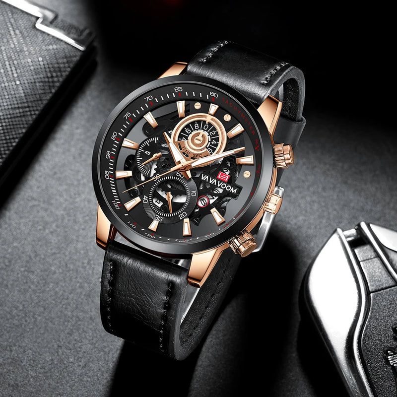 Sports Fashion Watch Luxury Design Gold Blac